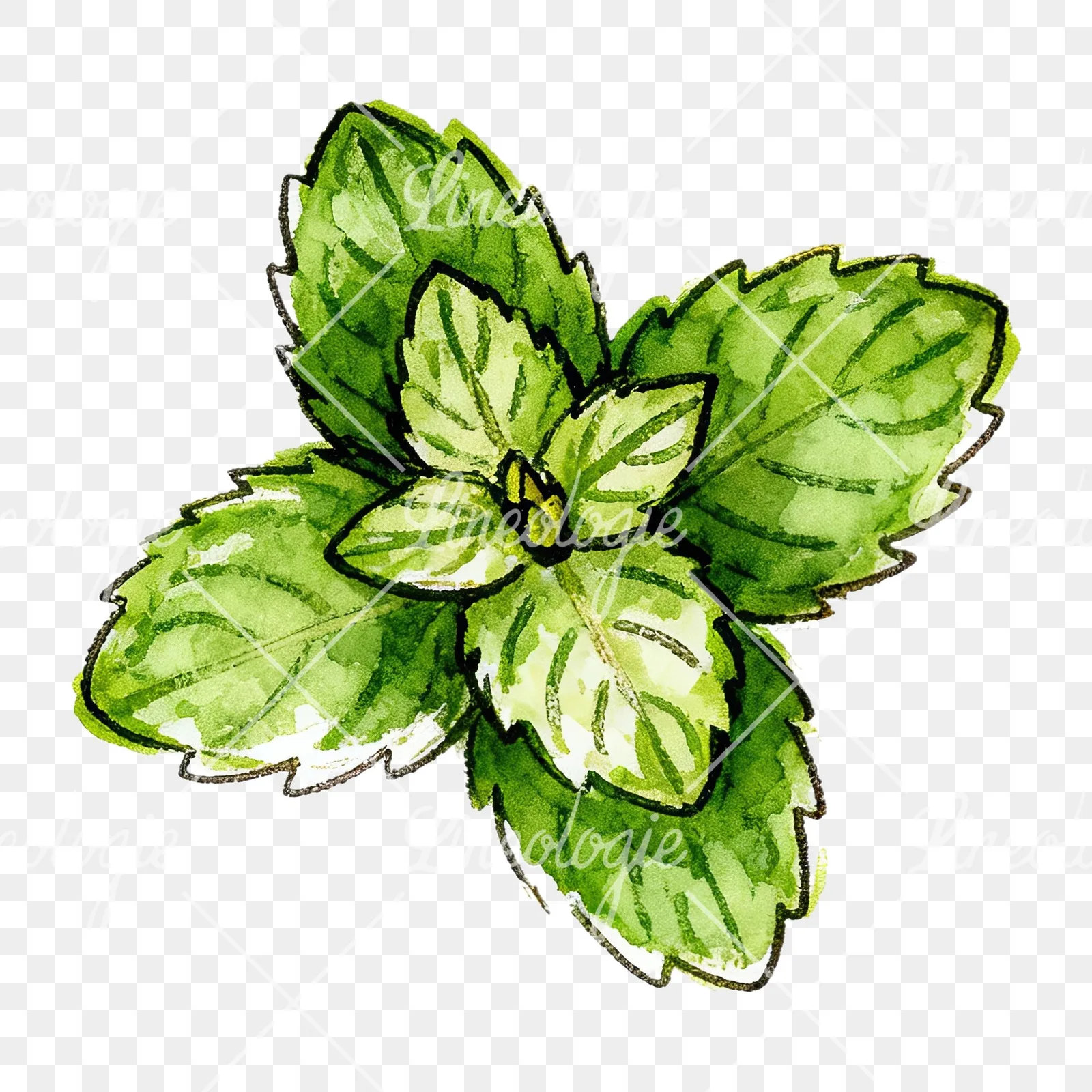 Watercolor mint clipart 10 of 12 on a transparent background (PNG)