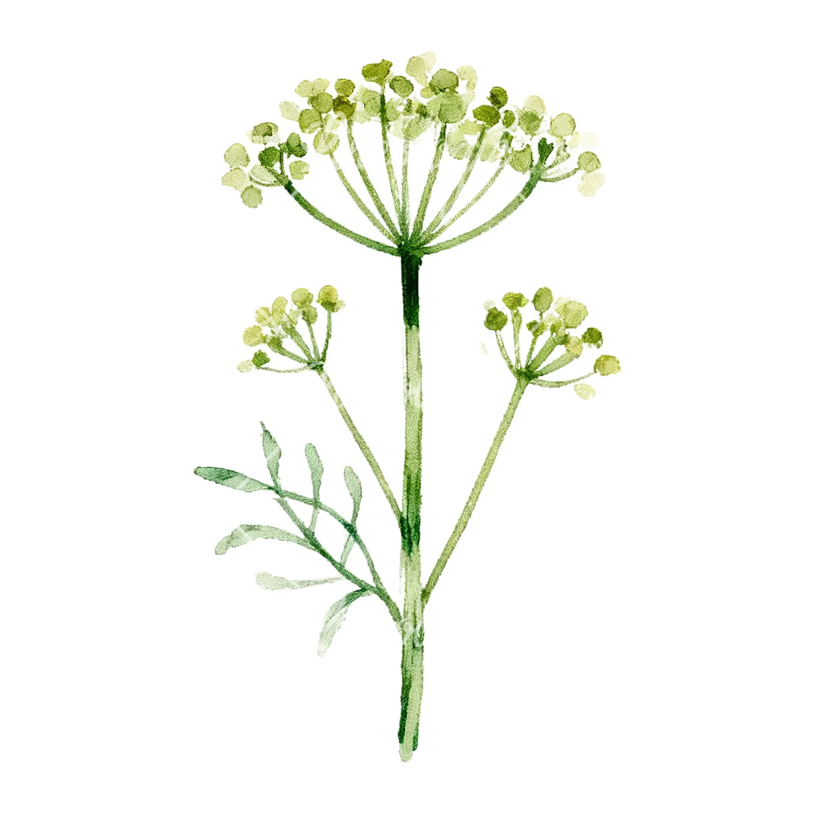 Watercolor dill sprig clipart 9 of 9 on a white background (JPG)