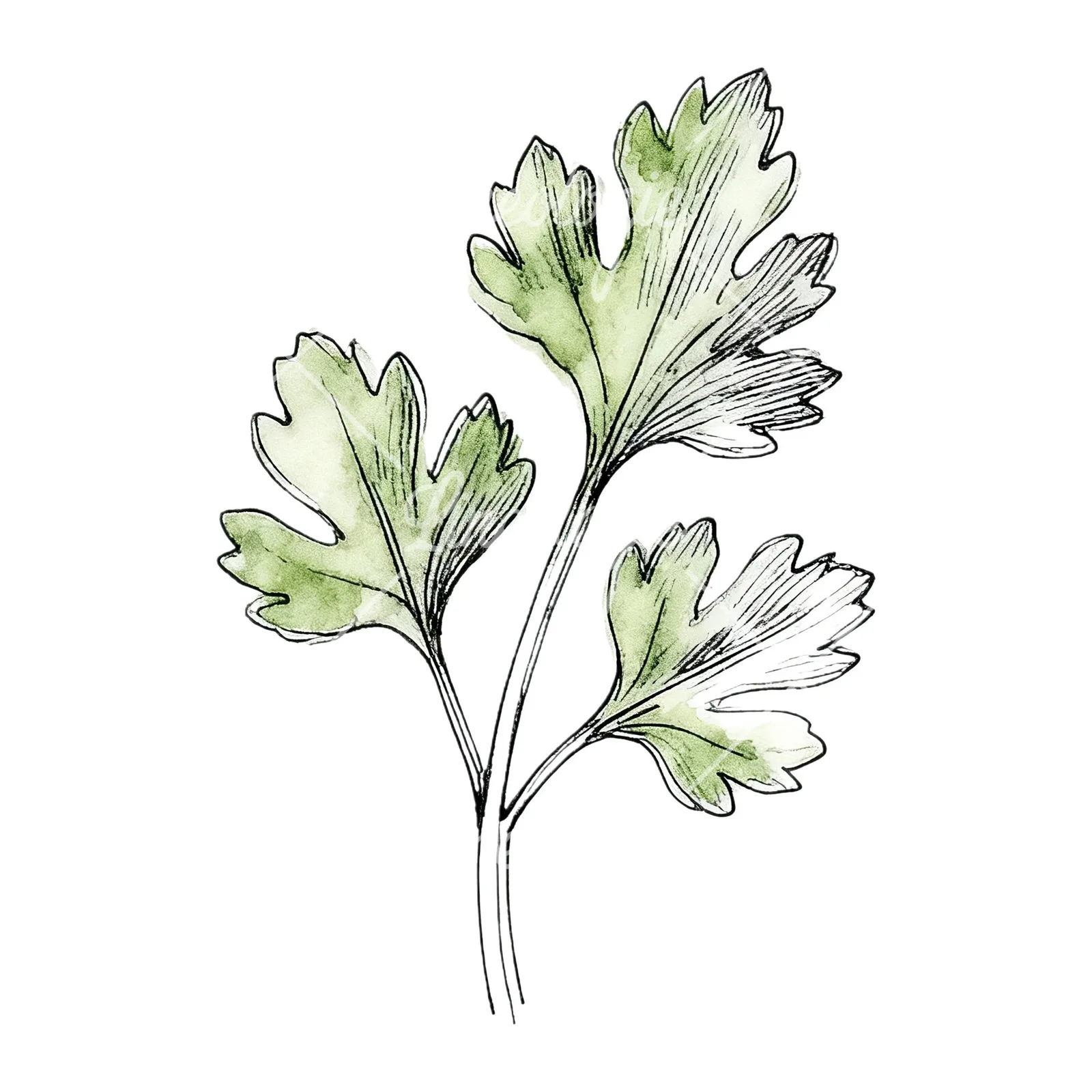 Watercolor parsley sprig clipart 9 of 9 on a white background (JPG)