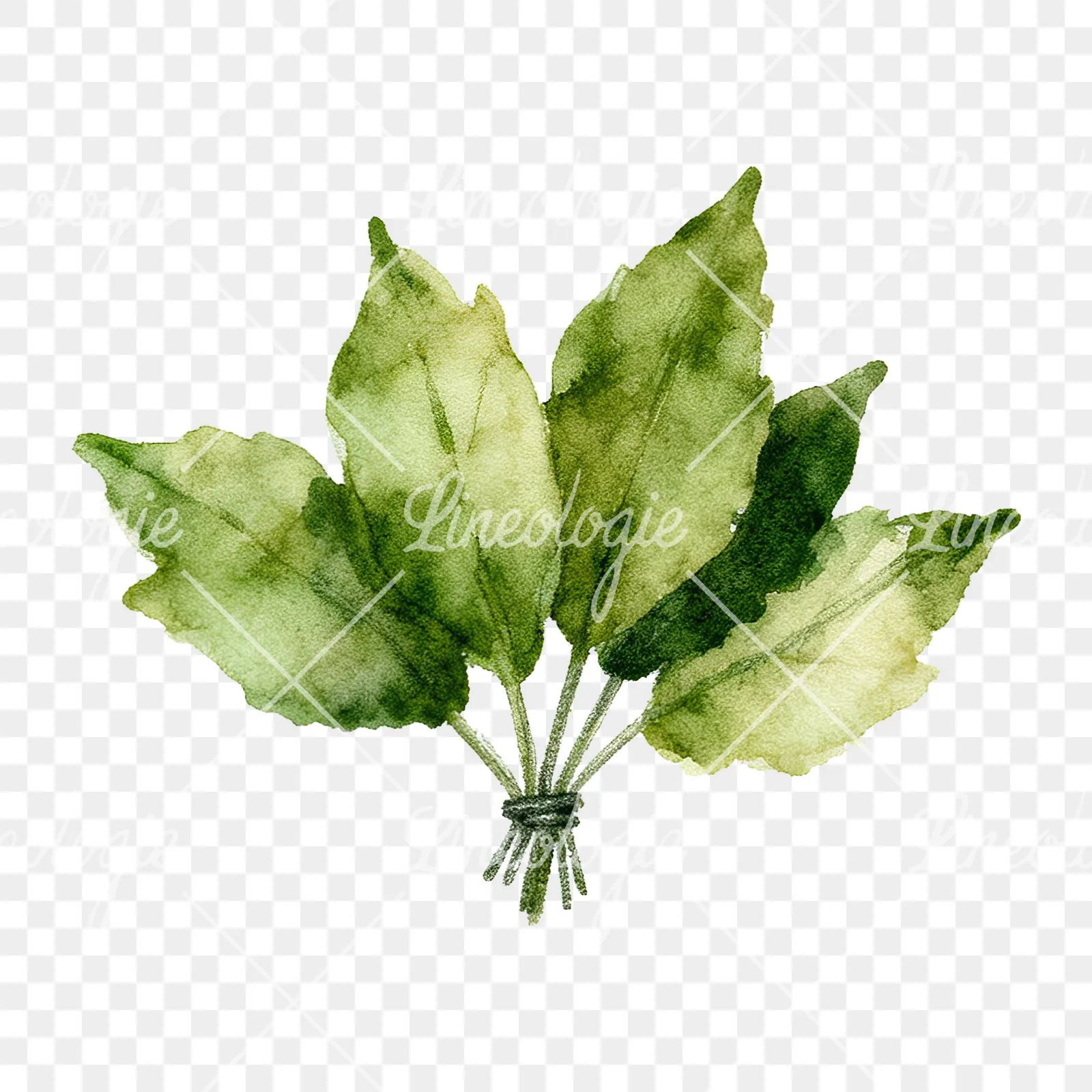 Watercolor autumn leaf bouquet clipart 3 of 15 on a transparent background (PNG)