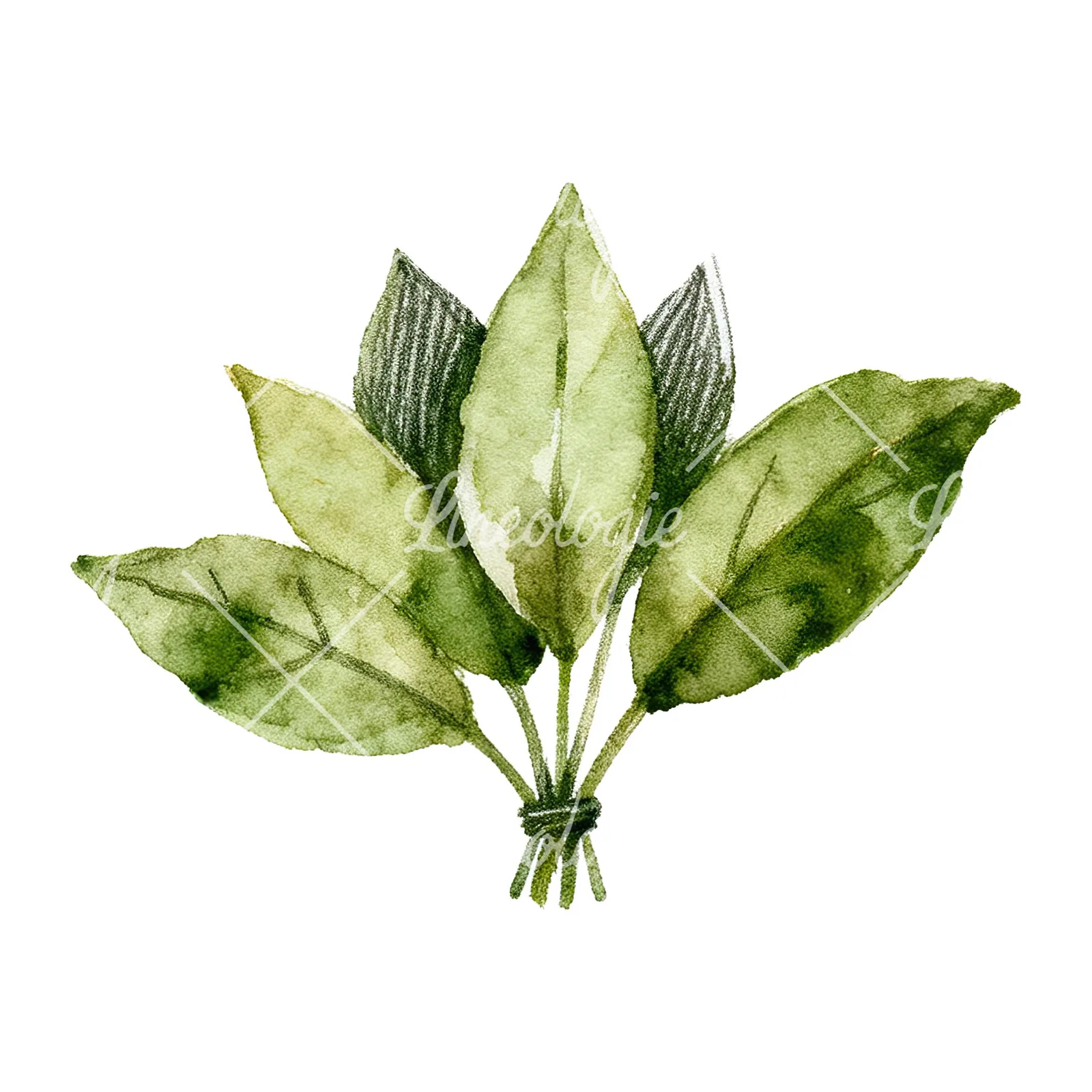 Watercolor autumn leaf bouquet clipart 13 of 15 on a white background (JPG)