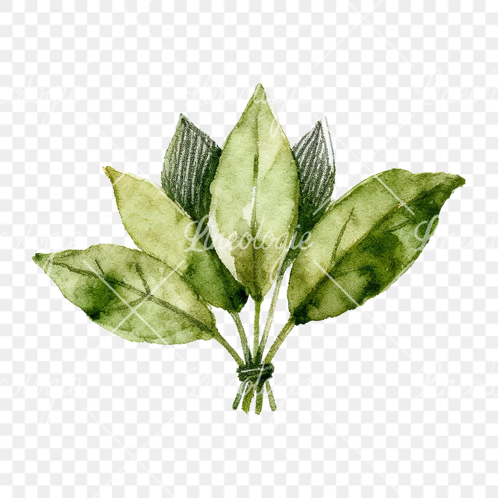 Watercolor autumn leaf bouquet clipart 13 of 15 on a transparent background (PNG)