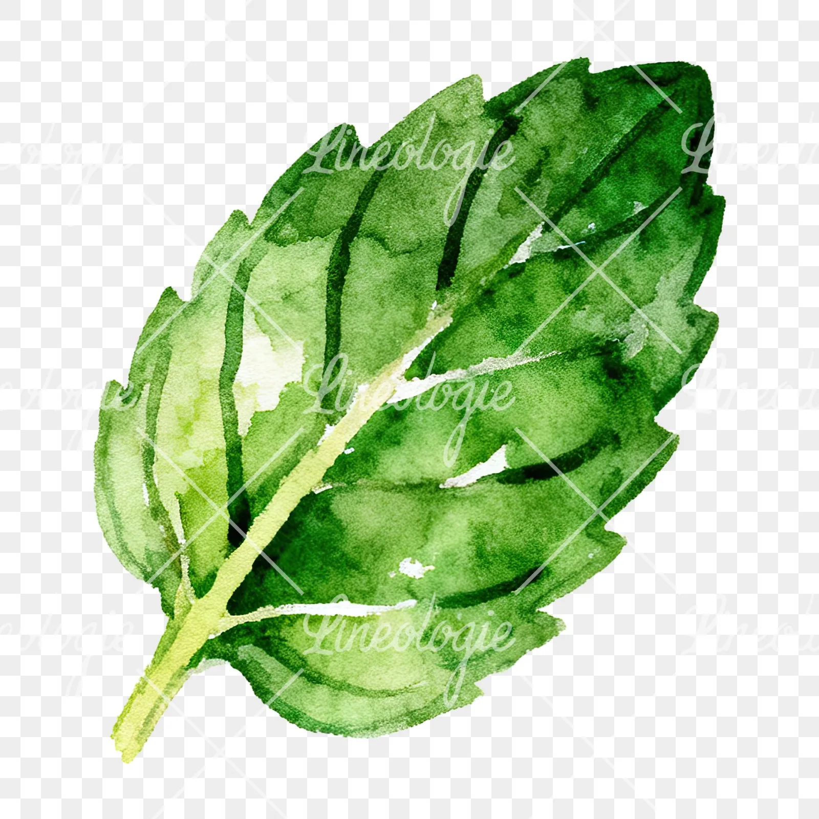 Watercolor mint leaf cluster clipart 4 of 9 on a transparent background (PNG)