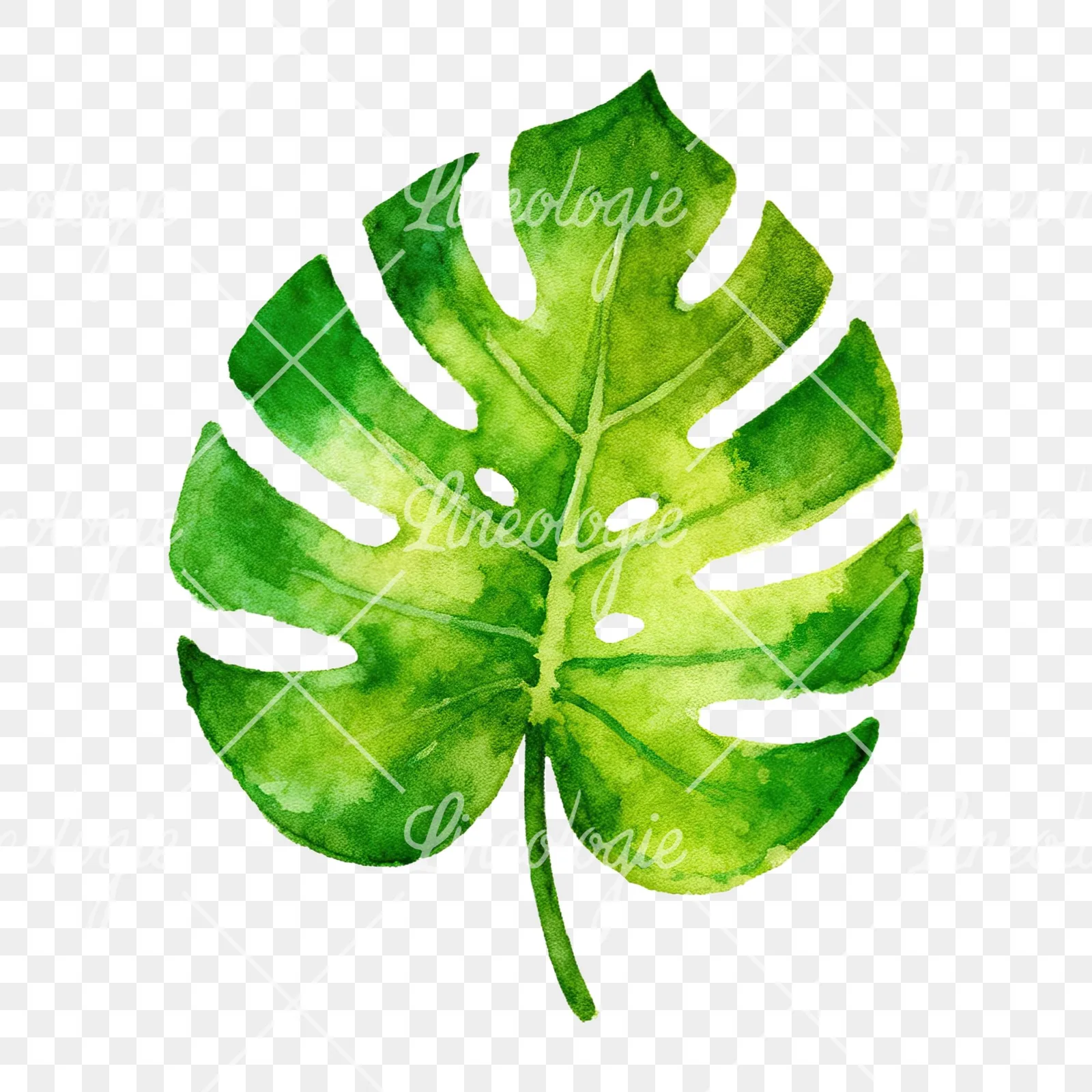 Watercolor tropical foliage clipart 5 of 9 on a transparent background (PNG)